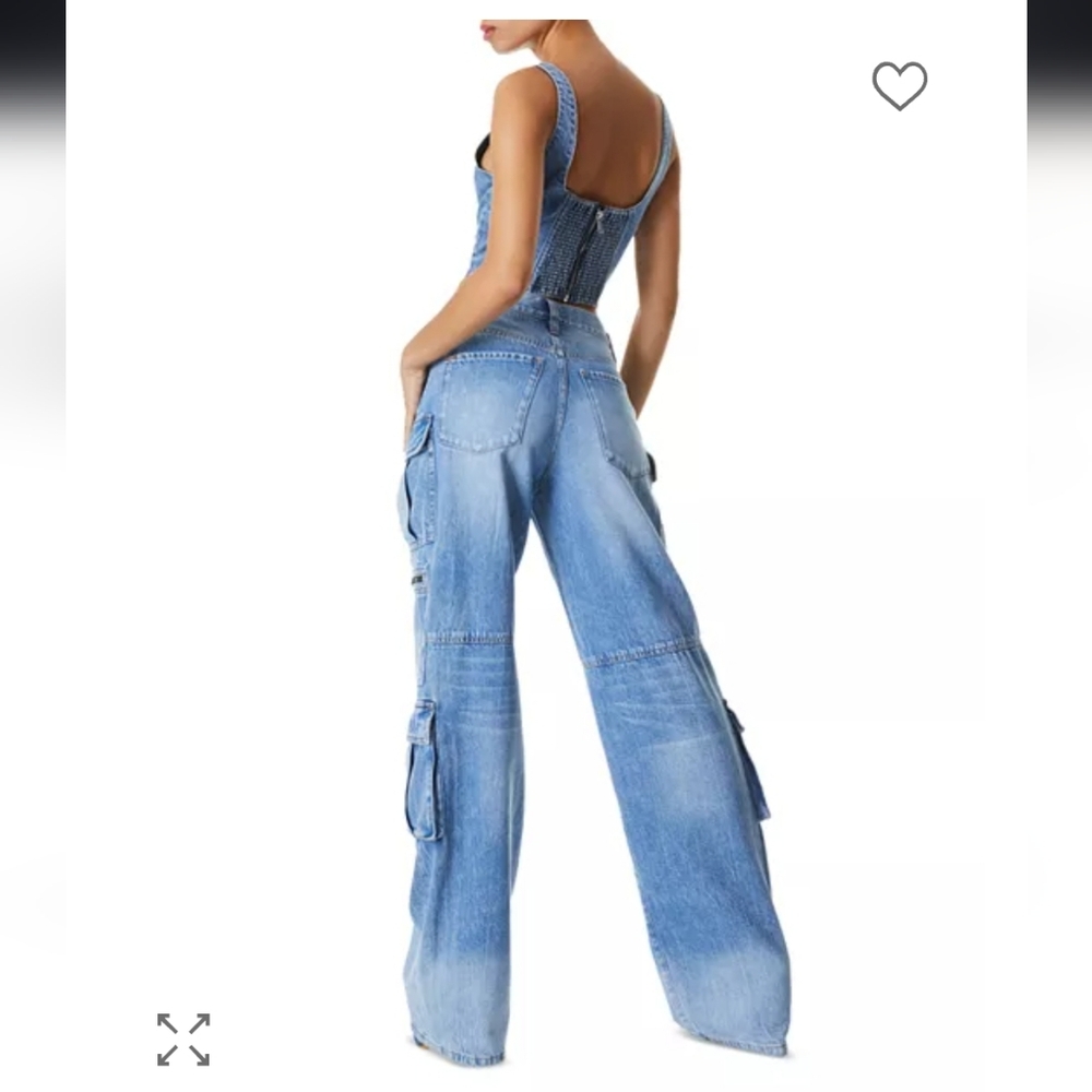 Alice + Olivia | Cay High Rise Wide Leg Baggy Cargo Jeans - Picture 3 of 9
